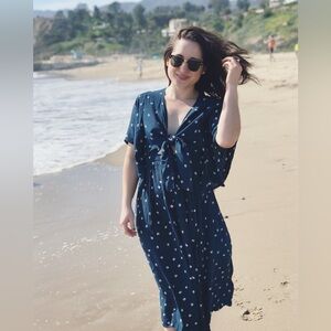 Faithfull the Brand Dark Blue Floral Print Midi Dress, US Size 4